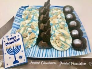 Blue Stripped Chocolate Dreidel Truffle Arrangement